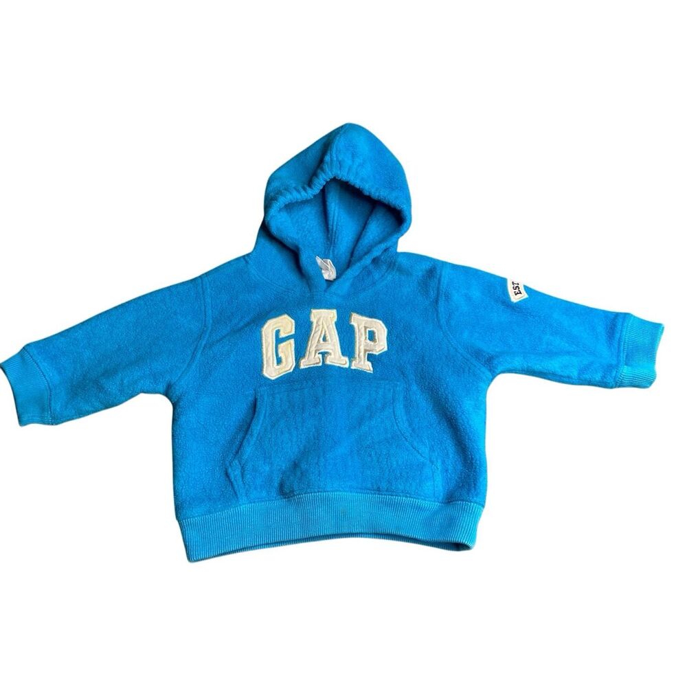 Baby Gap Blue Fleece Pullover Hoodie Sweatshirt 3-6 Months Logo Jacket Vintage